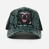Men GOLD STAR Snake Leather Trucker Hat