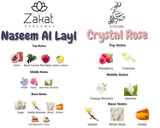Fruit Snacks Bundle | Crystal Rose By Sahari Eau De Parfum Women | Naseem Al Layl By Zakat Pure Concentrated Oil Women