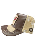 Men GOLD STAR Rooster Trucker Leather Hat